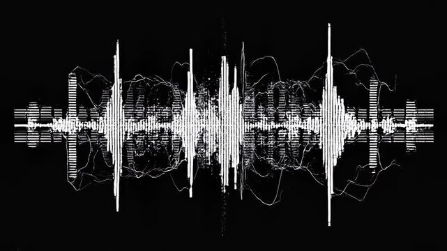 Abstract sound wave patterns evolving with digital audio visualization during an electronic music performance