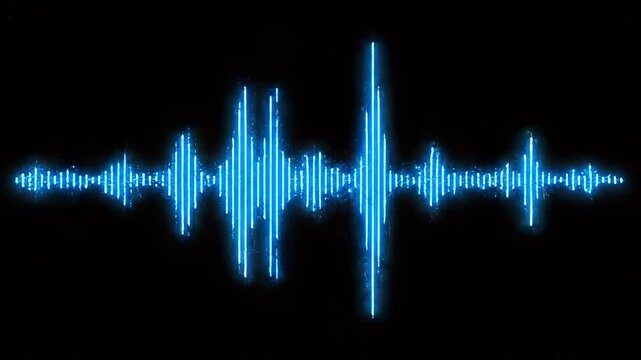 Audio waveform fluctuations in a digital display during sound analysis with cinematic motion