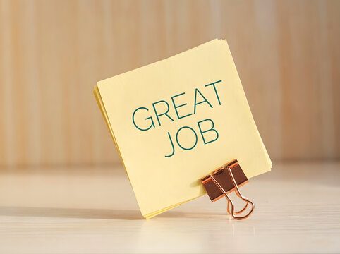 Praising Employee Achievements And Milestones With A Classic Yellow Sticky Note Great Job Graphic