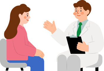 Fototapeta premium Doctor Consulting with Patient Medical Consultation Flat Vector Illustration