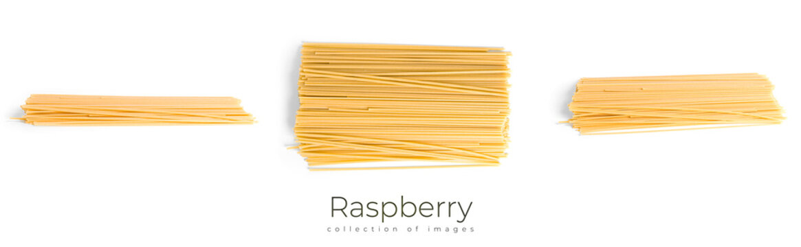 Raw bucatini pasta isolated on a white background. High quality photo