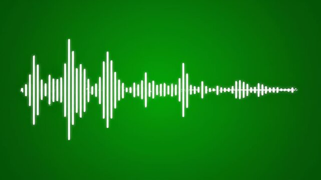 Sound wave visualization growing in complexity on a green gradient background with cinematic motion