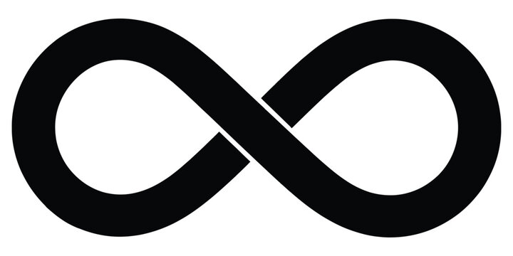 Infinity loop with arrows creating a continuous cycle, curved directional flow, recurring movement, and endless circular motion