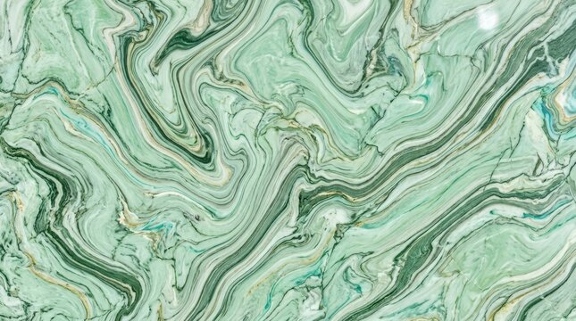 Swirling mint green and dark forest green marble texture pattern