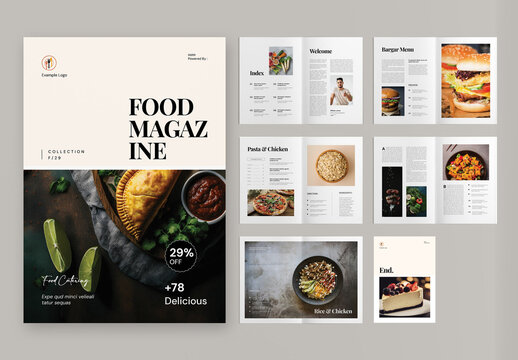 Modern Cookbook and Recipe Magazine Template for Cooking Guide