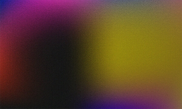 Abstract colorful gradient texture with a grainy and textured surface, blending vibrant hues of magenta, yellow, and blue into a dark background