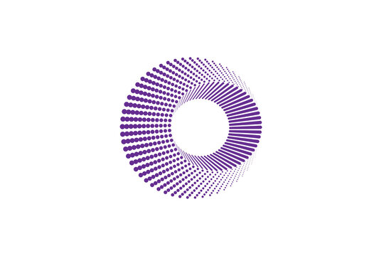 Abstract Purple Halftone Circular Design - Minimalist Letter O Logo Element