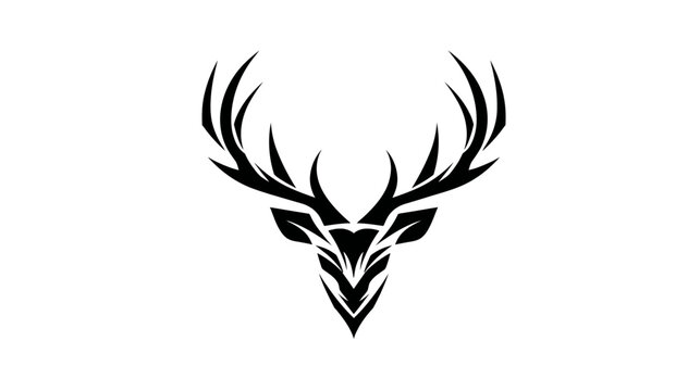 Stylized black and white deer head illustration isolated on white background