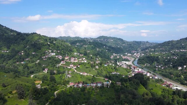 Aerial footage of the villages of Rize province in Turkey.