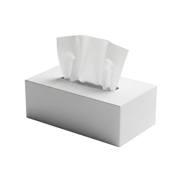 White facial tissue box isolated on white background for hygiene and healthcare design