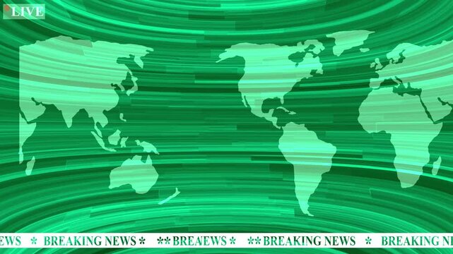 Breaking News Modern Virtual Studio, Breaking Live News Broadcast with Globe Background. background for the broadcaster or news presenter. international news background animation. Digital world news