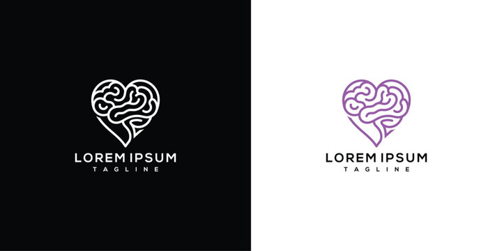 Heart and Brain Logo Design Concept for Mental Health and Emotional Intelligence