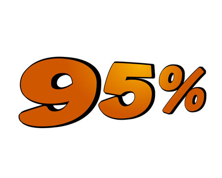 95% percent illustration 3d gradient yellow color on transparent for design element business concept for discount or black Friday sale