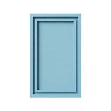 Blue 3D rectangular frame isolated on white background for graphic design and mockups