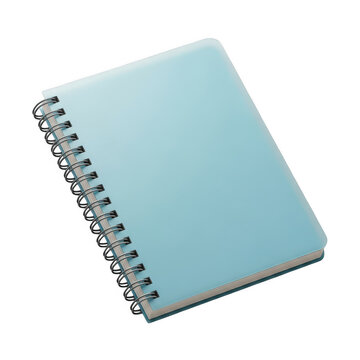 Light blue spiral notebook for writing and notes isolated on transparent background