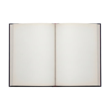 Open empty notebook with blank pages for writing isolated on transparent background