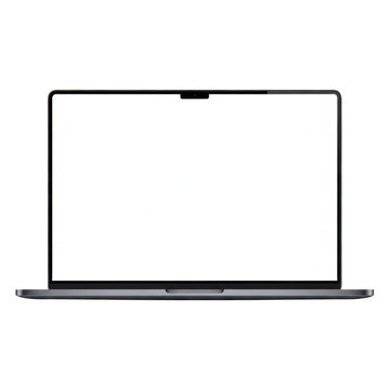 Modern laptop computer with empty screen for design display isolated on transparent background