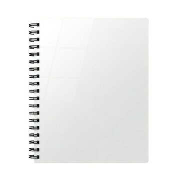 Blank white spiral notebook for notes and writing isolated on transparent background