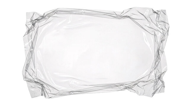 Crinkled transparent plastic sheet with white png isolated on transparent background