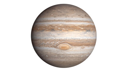 Detailed view of jupiter with red spot on white png isolated on transparent background © PNG Studio 99