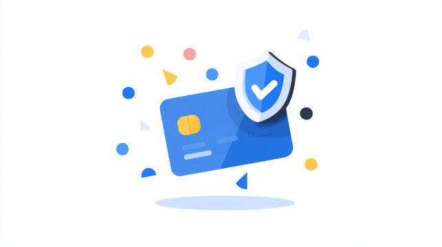Secure Credit Card with Shield Checkmark Icon