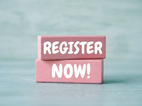 Optimizing Registration Funnels And Event Sign Ups With A Pastel Pink Register Now Wooden Block Graphic