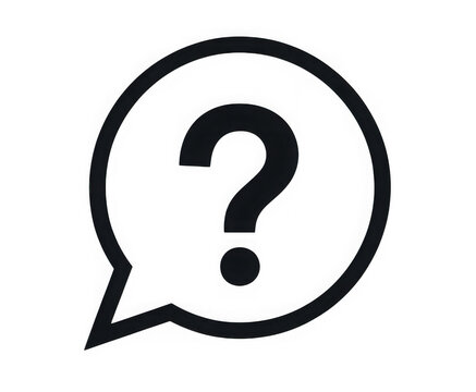 Question mark symbol in white speech bubble, isolated on transparent background