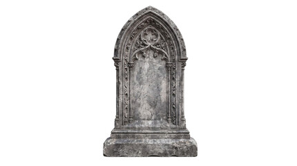 Ornate gothic stone gravestone with intricate png isolated on transparent background