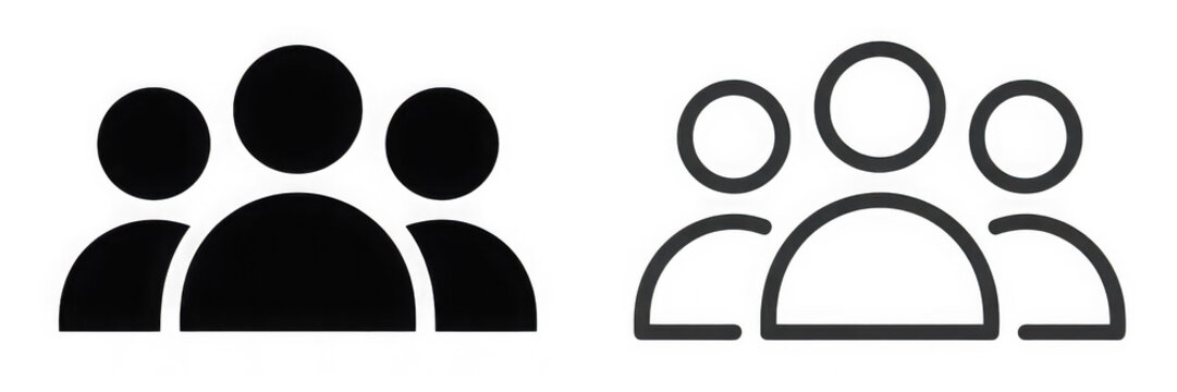 Set of people and user group icons on transparent background