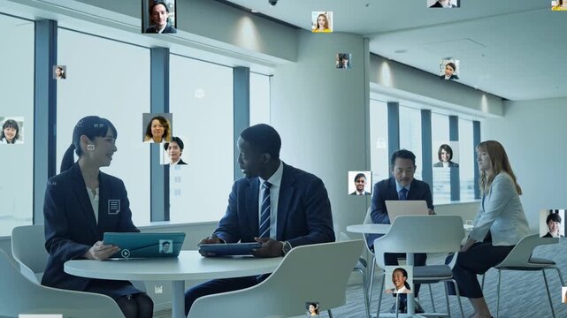 Business settings and multinational people. Business, talent, global, diversity, social media, profile pictures, data, matching.