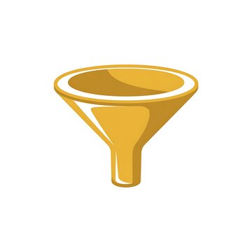 Shiny yellow plastic kitchen funnel for pouring liquid