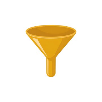 Yellow plastic funnel isolated icon