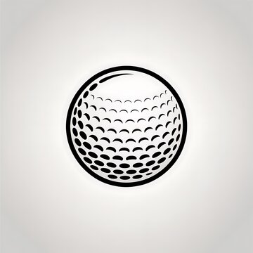 Simple black and white golf ball illustration icon