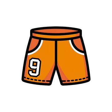 Orange sports shorts with number nine isolated icon