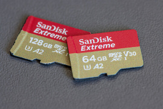 SanDisk extreme microSD memory cards produced by an American multinational computer semiconductor company SanDisk.