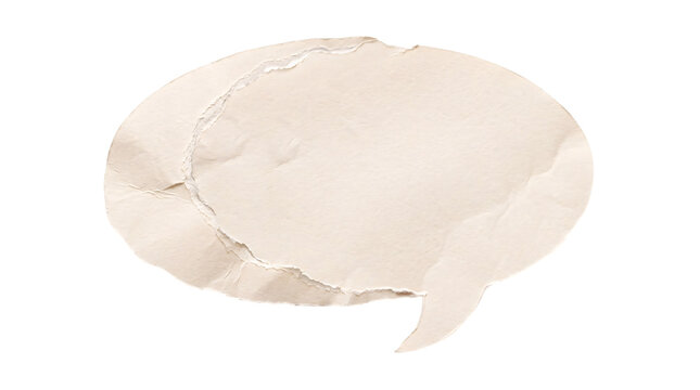 Torn paper speech bubble on white background, png isolated on, transparent background