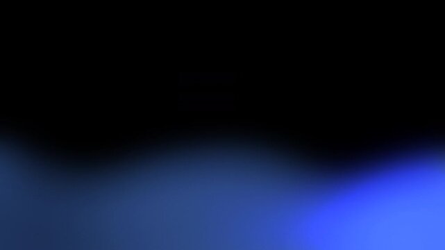 Abstract animated background with soft blue and vivid electric blue light waves emerging from a dark black space, creating a smooth, modern atmospheric visual