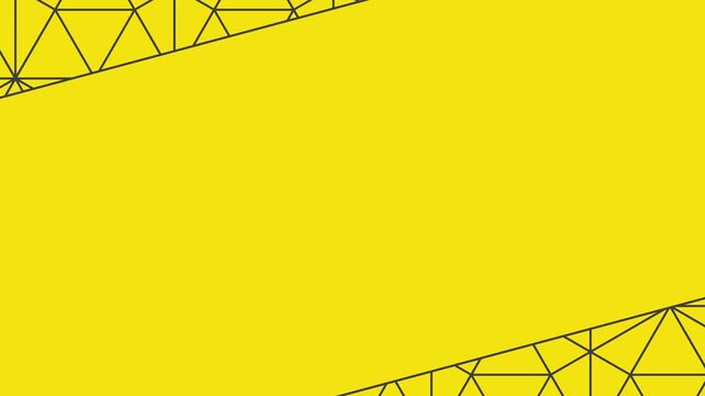Animated Yellow Black Triangular Wireframe Mesh Pattern Border Reveal Transition Moving Diagonally From Upper Right To Lower Left 4K 60 fps
