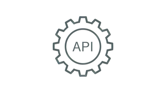 API gear icon for software development and technical integration web interface symbol.