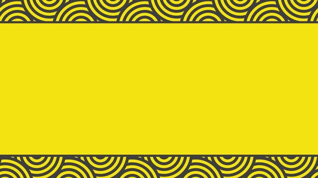 Animated Yellow Black Concentric Spiral Pattern Horizontal Border Reveal Transition Moving From Right To Left 4K 60 fps
