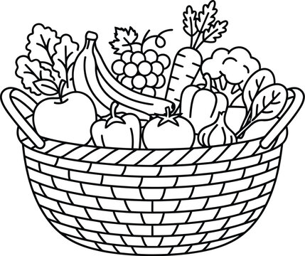 basket with fruits and vegetables