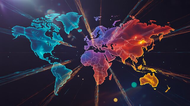 Global digital network connecting international markets and business opportunities