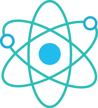 Atom Model Line Art Vector Icon Isolated on White Background