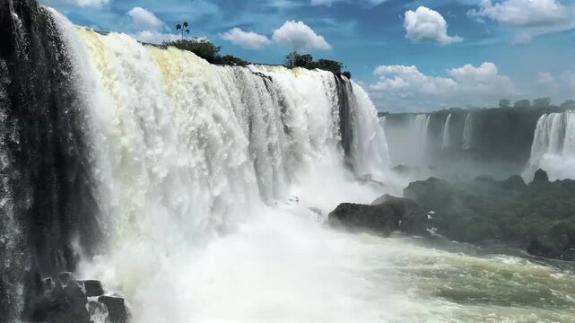 Iguazu Falls on the Argentina-Brazil border, one of the world&rsquo;s largest waterfall systems with 275 cascades surrounded by lush subtropical rainforest in Iguazu National Park.