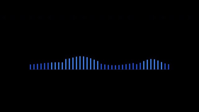 Premium layered frequency spectrum analyzer featuring a smooth digital scanner that continuously detects and analyzes audio energy, triggering synchronized bar amplitude responses and natural release 