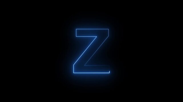Glowing Neon Letter Z Futuristic Alphabet Initial Logo Sign Lighted Typography On Dark Isolated Background Stock Photo.