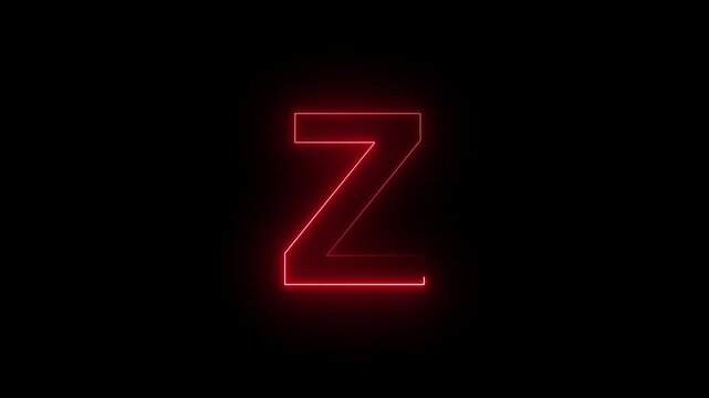 Glowing Neon Letter Z Futuristic Alphabet Initial Logo Sign Lighted Typography On Dark Isolated Background Stock Photo.