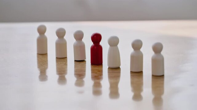 Wooden peg figures representing diversity and organization in human resources