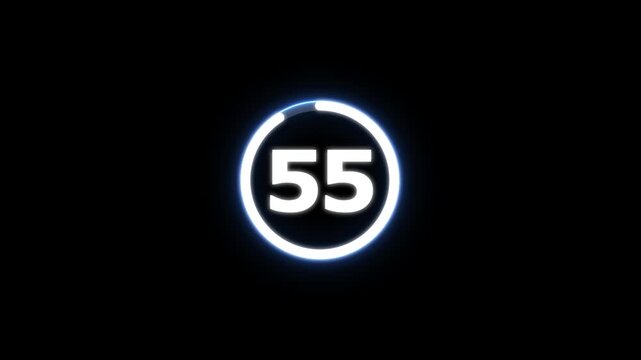 Countdown timer from 60 to 0 seconds real time. Modern flat design of countdown animation isolated on transparent background with alpha channel 60 Seconds Digital Countdown Timer Animation