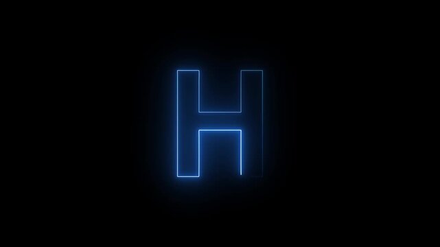 Glowing Neon Letter H Futuristic Alphabet Initial Logo Sign Lighted Typography On Dark Isolated Background Stock Photo.